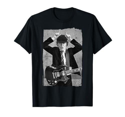 Oficial AC/DC Música Rock Banda Angus Young Foto Vintage Camiseta