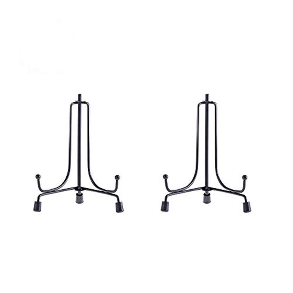 Hchlqlz Black Plate Stands For Display - 5 Inch Iron Easel Holders - Ideal For Decorative Plates, Picture Frames, Photos And Artwork - Adjustable And Foldable - 2 Pack