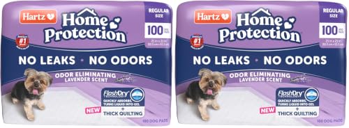 Image of Hartz Home Protection Lavender Scented Odor Eliminating Dog Pads, 21 x 21 (100 Count) (Pack of 2)