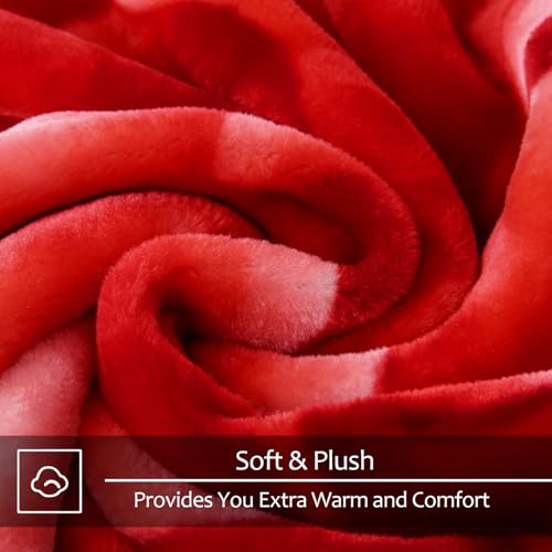 Image of JYK Soft Blanket Korean Mink Blanket, 5.7 LB Fleece Blanket King 83'' x 91'' - 2 Ply Reversible 520GSM Super Soft Plush, Medium Thick, Warm Bed Blanket for Autumn Winter - Peony /Rose
