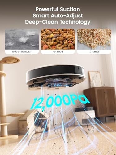 Image of Lefant M3 Robot Vacuum and Mop, 12000Pa Suction,5200mAh Battery,Multifunctional Dock with Hot Water Self-Cleaning&Drying, Obstacle Avoidance,90-Day Self-Emptying, 5G WiFi Alexa /APP /iWatch Control