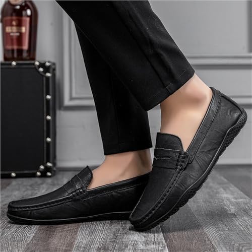 Men's Loafers Shoes PU Stitching Details Round Toe Slip Resistant Flexible Comfortable Classic Prom Slip-ons4
