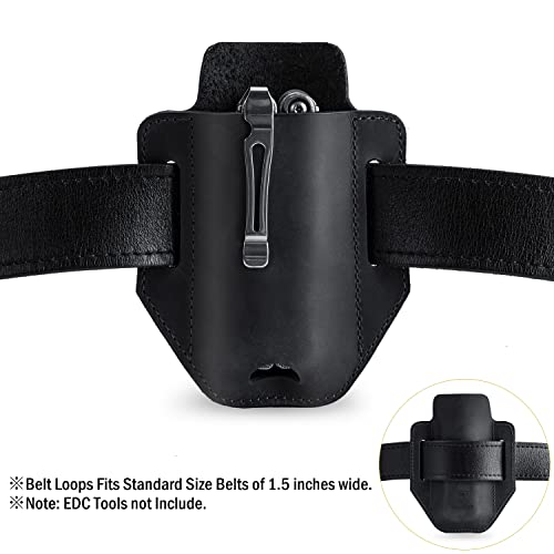 VIPERADE PJ31 Multitool Sheath, Flashlight Holster for Belt, EDC Pocket Pouch Leather Sheath for Men, Belt Sheath EDC Holster for Multitool, Flashlight, Folding Pocket Knife (No MOLLE-Black) by VIPERADE - Used condition - Image 3