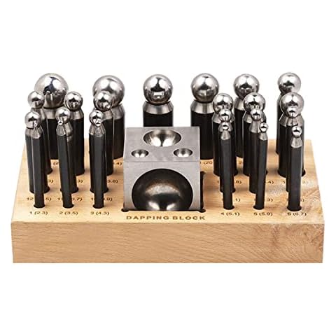 26 Piece Dapping Doming Punch Block Set 2.3 mm to 25 mm Jewelry Making Metal Forming Tool Kit Cover
