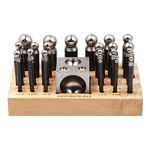 26 Piece Dapping Doming Punch Block Set 2.3 mm to 25 mm Jewelry Making Metal Forming Tool Kit