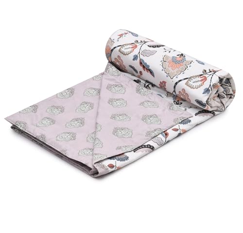 Image of Amazon Brand - Umi Lightweight Cotton AC Dohar Blanket 57x87 Inches | 160 TC Single Bed Quilt | Three Layer Soft Comforter | Elegant Floral Design