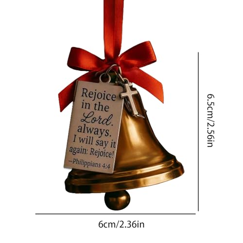 Christmas Tree Bell Ornaments - Bible Verses Christmas Hanging Decor With Bow | Religious Metal Ornaments For Holiday Party, Home, Front Door, Living Room, Fireplace, Shelf, Bedroom, Indoor Display - Afbeelding 6