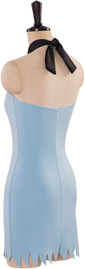 Betty Rubble Costume Women Flintstone Family Costume Sexy Blue Mini Dress