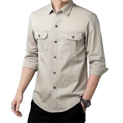 Chemise Homme Manches Longues Workwear Veste Casual Automne Printemps Américain