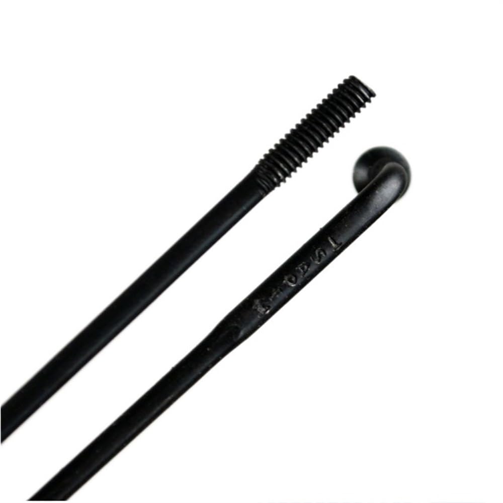 Raggi Bicicletta Raggi Round Spoke 14G J-Hook Tipo di curvatura Nero 2.0-1.65-2.0mm 252-298mm(Bend 64 pcs)