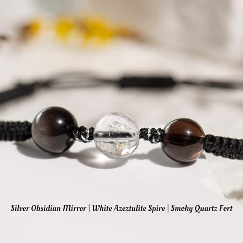 HarmonyGuard Crystal Energy Bracelets Set - Wealth, Emotional Support & Protection Hand-Knotted Rope with Natural Gemstones, Adjustable for Women Men. (Aura Fort Bind)2