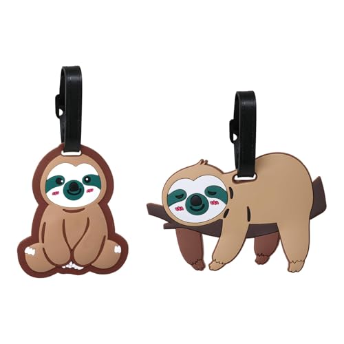 2 peças etiquetas de bagagem de preguiça fofas adoráveis desenhos animados animais etiquetas de bagagem de viagem etiquetas de identificação de mala suprimentos de viagem para mulheres e homens