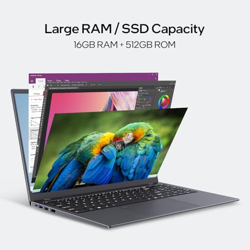 15.6-inch Windows 11 Laptop, 16GB RAM, 512GB SSD, FHD IPS Display Laptop Computer, Intel N5095 Quad Core, 2.4/5G WiFi, BT4.2 Backlit and Fingerprint, Lightweight and Portable - Image 5
