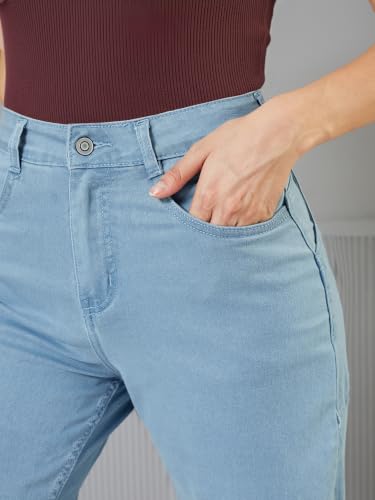Image of Miss Chase Women's Relaxed Fit Mid Rise Highly Distressed Regular-Length Denim Shorts