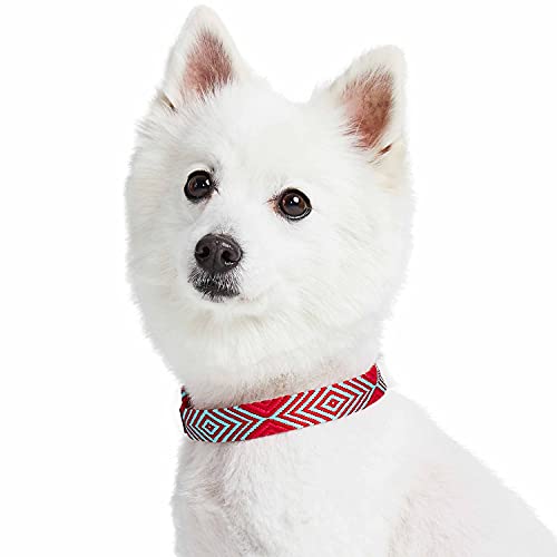 Collier pour chien avec boucle métal solide et design ethnique rouge