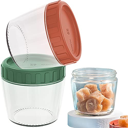 Pot de Conservation en Verre Bebe,Speyang Pot de Conservation Bebe Congelateur,Pot de Conservation Pour Bébé Verre,Pots de Conservation Hermétiques Bebe,Portions Conservation,2 * 260ml(Rouge, Vert) Cover