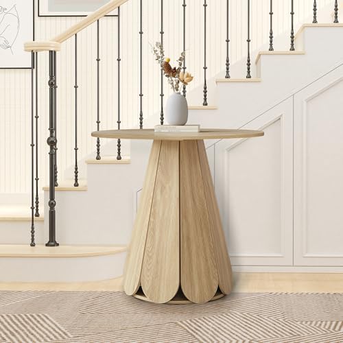 Image of 31.5 inch Round Dining Table for 2-4 People, Modern Small Kitchen & Dining Room Table with Pedestal Base, Space Saving Farmhouse Wood Table for Apartment & Small Spaces, Natural