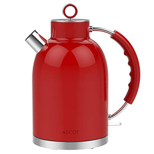 Electric Kettle,ASCOT Tea Kettle ElectricTeaKettleFast Boiling Water Heater 1.7L, 1500W, Stainless Steel, BPA-Free