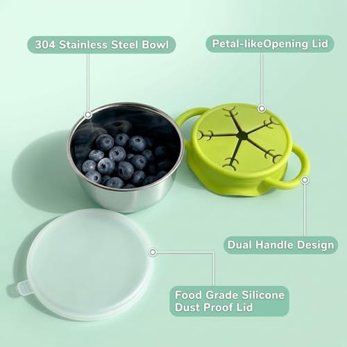 Vasos para refrigerios de acero inoxidable para evitar derrames de comida infantil 8