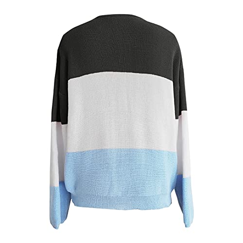 Briskorry Gebreide damestrui met lange mouwen, strepen, kleurblok, lichte ronde hals, casual, herfst, winter, sweatshirt, stretch, gebreide trui, bovenkant - Image 5