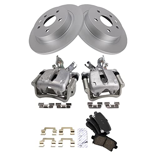 Image of TRQ Rear Brake Pad and Rotor Set Ceramic Solid Rotors Calipers | For 2012-2016 Buick LaCrosse 2012-2017 Regal 2013 Chevrolet Malibu