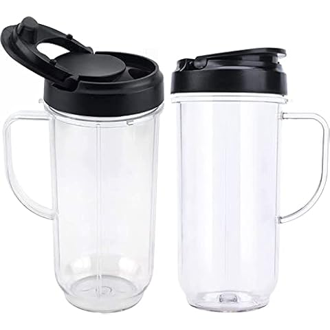2 Pack Magic Bullet Blender Cups Tall 22oz Cup with Flip Top To-Go Lid Replacement Part Cup Mug with Handle Compatible with 250w MB1001 Magic Bullet Mugs & Cups Blender Milk Juicer Mixer Accessories Cover