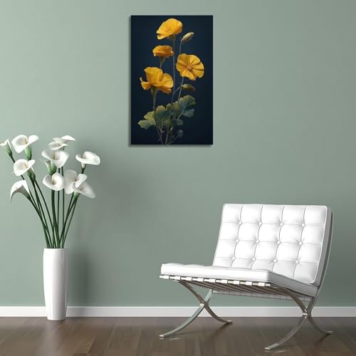 Fleurs jaunes avec bourgeons affiche murale ZHOUKEG - 5