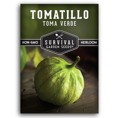 Toma Verde Tomatillo Seeds for Planting - Heirloom Mexican Green Husk Tomato High Yield Non-GMO Variety for Salsa Verde and Authentic Mexican Cooking - Survival Garden Seeds (1 Pack)