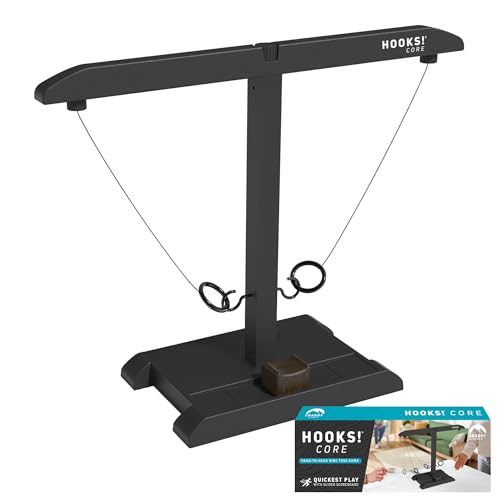 Craggy Games Hooks! CORE Ring Toss Game for Adults with Built-in Scoring 2 Player Hook and Ring Tabletop Game Indoor Outdoor