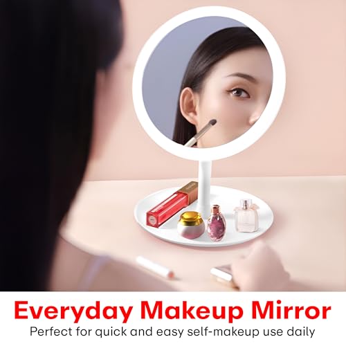 Image of Prime Pick Beauty Pro Makeup Mirror 360 Degree Rotating Mirror Non LED Portable Lightweight Travel Makeup Mirror for Daily Use Dressing Table Vanity White Pack of 1
