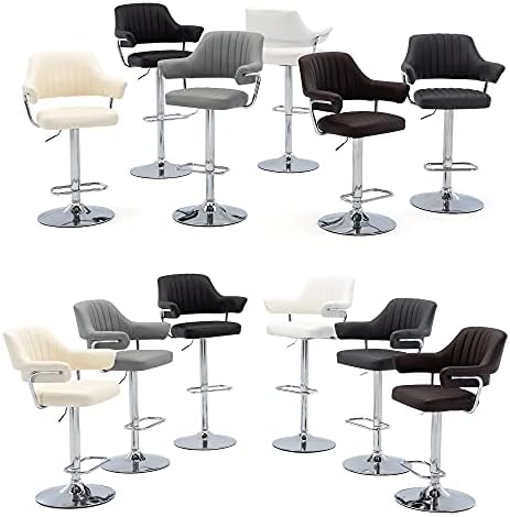 HNNHOME Modern Emper Padded Swivel Faux Leather Breakfast Kitchen Bar Stool Pub Barstool (Light Grey)