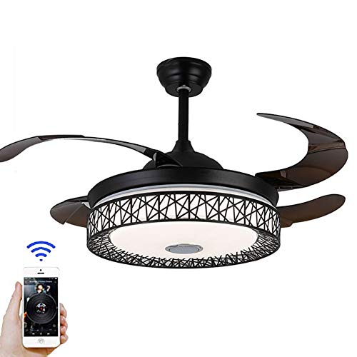 LUOLAX Nest Design 42 Inch Invisible Ceiling Fan Light Bluetooth Modern Remote Control