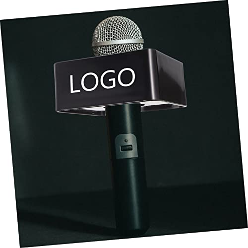 Nusitou 1Pc Stand Host Accessories Professional Reporters Flag Triangular Interview Station Portable Tv Protector Black Accessory For Microphones Log Microphone Useful Abs Shaped #TOP5