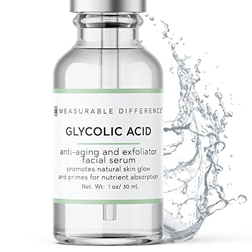 Measurable Difference Glycolic Acid Face Serum, 1 oz - Anti-Aging and Facial Exfoliator to Promote Natural Glow - Help Improve Complexion, Reduce Acne Scars, Wrinkles and Lines