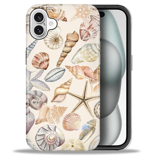 Coque iPhone 16 Plus aquarelle coquillages antichoc DAIZAG protection hybride rigide TPU