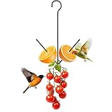 OOWDN Oriole Feeder for Outdoors, Hanging Orange Bird Feeder with Hook, Black Metal Fruit Holder for Garden Patio Outside