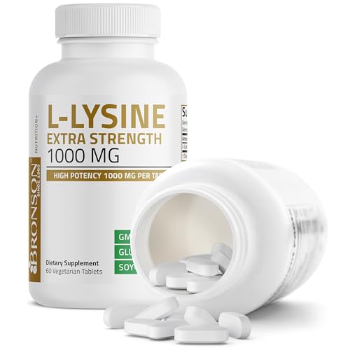 Image of Bronson L-Lysine Extra Strength, High Potency 1000mg per Tablet Dietary Supplement 60 Vegetarian Tablets