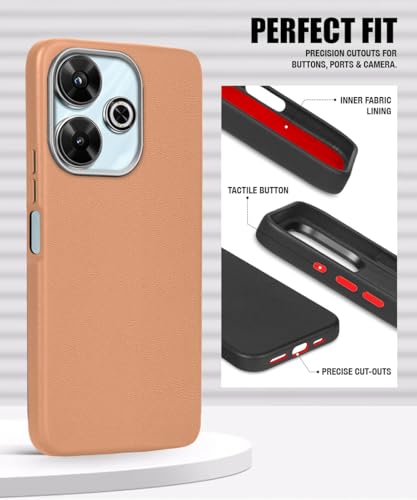 Image of WOW IMAGINE Back Cover for Mi Redmi 13 5G | Poco M6 Plus 5G | Ultra Slim Flexible Non-Slip Grip | Inner Fabric | Metal Camera Ring & Lightweight Soft Silicone Mobile Case - Tan Brown