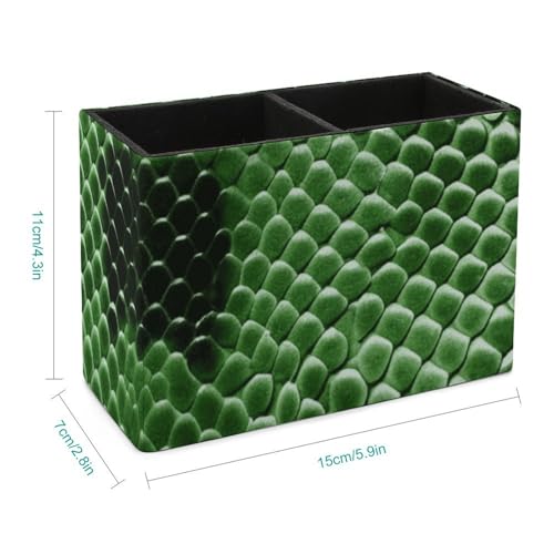 Porte-stylo en cuir organiseur de bureau vert à double compartiment - 3