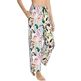 Design pratique : notre pantalon de pyjama pour femme perroquet toucan flamant rose comprend deux poches latérales pour plus de commodité, ce qui rend ce pantalon de pyjama pratique et confortable