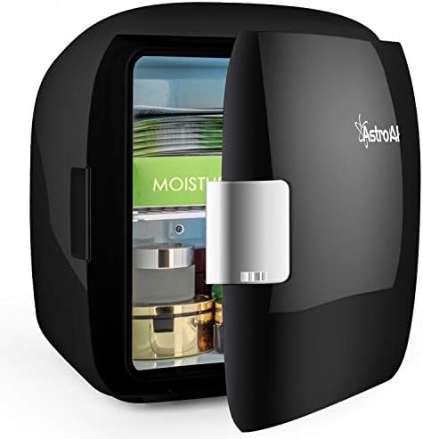 AstroAI Mini Fridge 9 Litre, 12 Can Portable Cooler and Warmer, AC+DC Power, for Bedrooms, Cars, Offices; Skin Care, Food, Drinks (Black)
