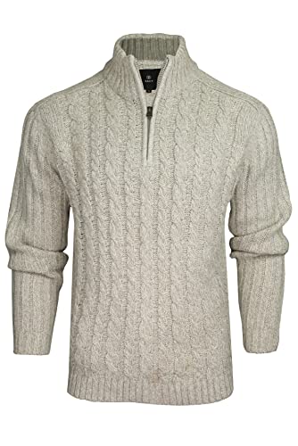 Xact Pull en Tricot torsadé avec Fermeture éclair 1/4 pour Homme (Grey Twist) L