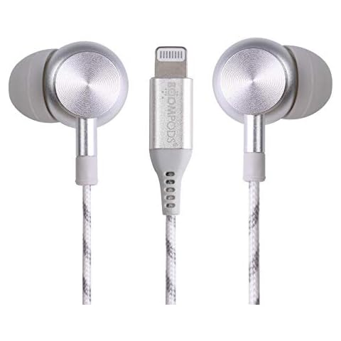 Boompods Digibuds Lightning (Apple MFi Certified) Earbuds - Best in-Ear Digital Earbuds with Lightning Connector for iPhone and iPads, Fabric Braided Cable with Wired Inline Controls (Titanium) Cover