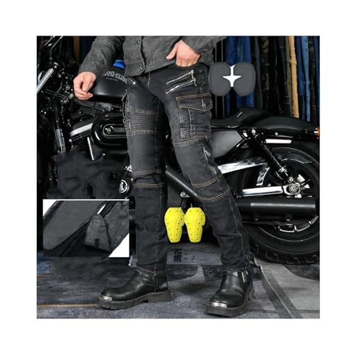 Generic Women's Motorcycle Riding Jeans All Seasons Motorbike Denim Jeans 2X Knee Pads and 2X Hip Protect Pads (Color : Preto, Size : X-Large)