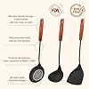 FJNATINH Wok Tools, Wok Utensil,Wok Spatula,Ladle,Skimmer Tool Set,Non Stick Heat-Resistant Silicone Cooking Utensils BPA Free Kitchen Utensils Cookware, Pack of 3,Black #3