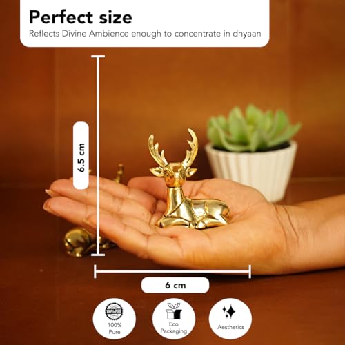 Image of Ekhasa 100% Pure Brass Deer Showpiece for Home Decor Living Room Decorative Items | Showpieces Gift Items for Home Decoration | Center Table TV Unit Showcase Shelf Office Desk Interior Artifacts