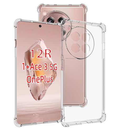 USTIYA Case for OnePlus 12R / 1+ Ace 3 Case Clear TPU Four Corners Cover Transparent Soft