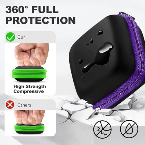 Image of 2Pack Square Earbud Case Portable EVA Carrying Case Storage Bag Cell Phone Accessories Organizer with Carabiner for Earphone, Earbud, Earpieces, SD Memory Card, Camera Chips-Purple /Green