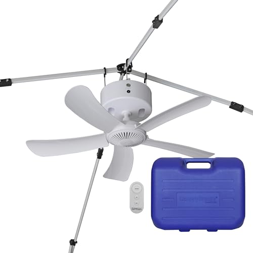Canopy Breeze All New CB305 Rechargeable Ceiling Fan with Remote for Canopies, Gazebos, Pergolas & More. 6-Hour Run Time, 31” Diameter Blades, Easy Install w/out Tools, Travel Case included