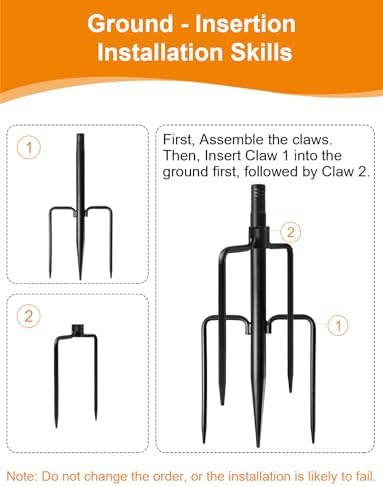 4 Pack String Light Poles for Outside with Ground Stakes and Fence Clips - 5